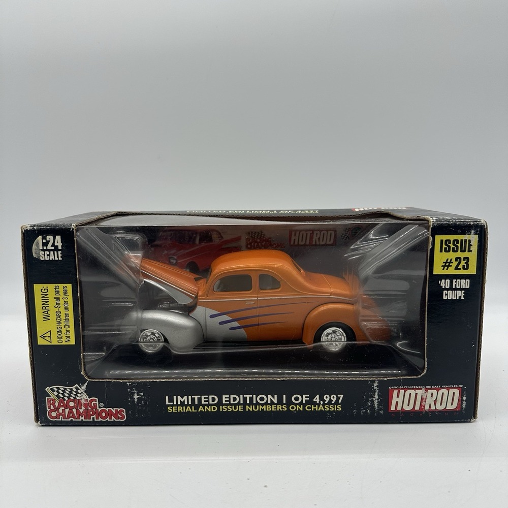 Racing Champions 1:24 Scale Hot Rod '40 Ford Coupe   Issue #23 Orange/Silver Car